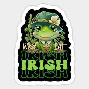 St Patrick's Wee Bit Irish Cute Frog With Hat & Shamrocks Sticker